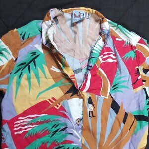Vintage Ocean Pacific Sun Wear Color Block Hawaiian Shirt
